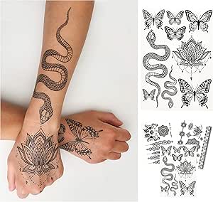 Tatouages Temporaires Pour Femmes Adultes – 3 Feuilles – Noir Grand  Serpent, Papillon, Lotus Mandala, Médaillon, Sexy, Petits Papillons :  Amazon.ca: Beauté