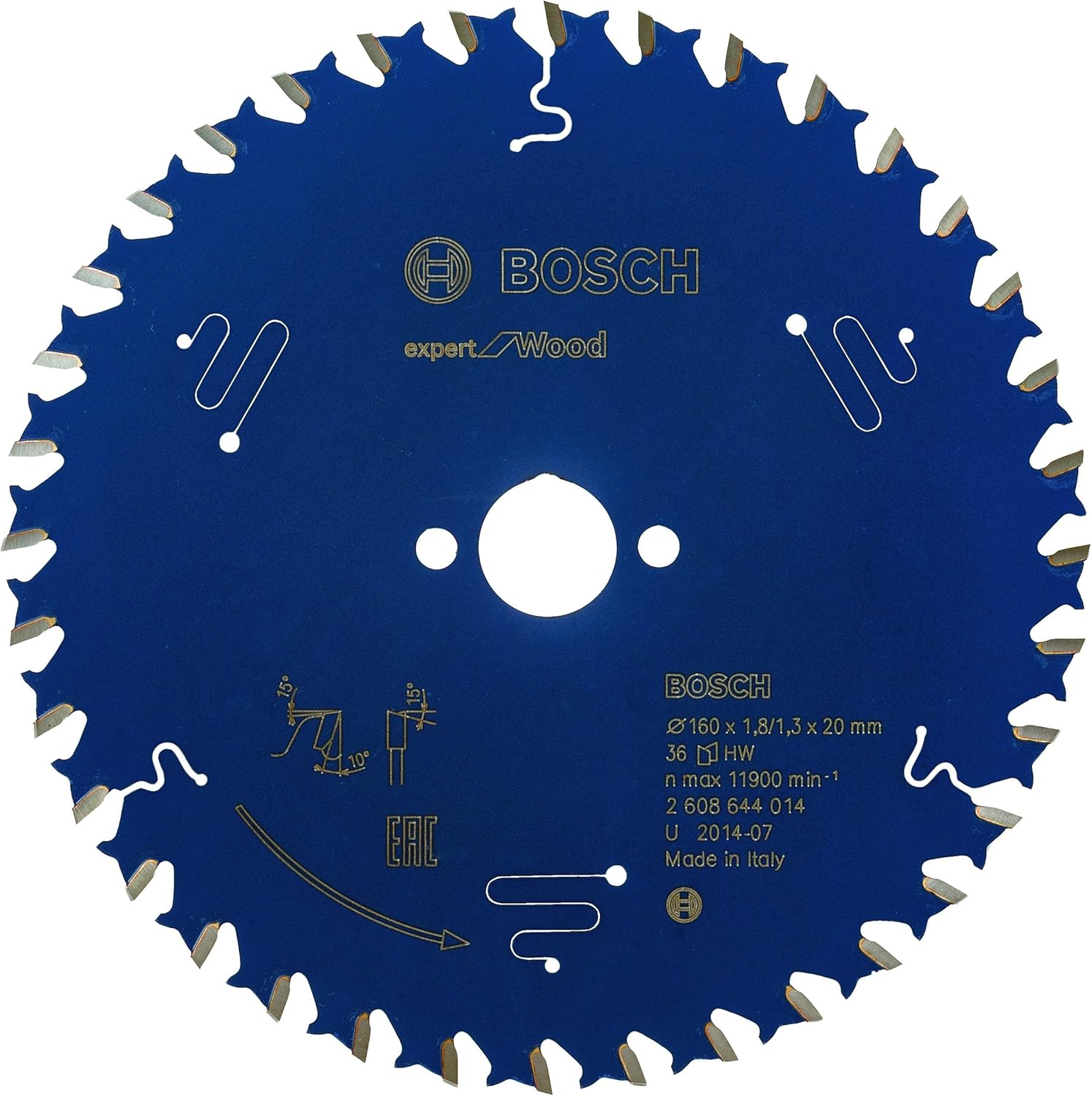 Bosch Accessories 2608644014 EXWOH 36 Tooth Top Precision Circular Saw Blade, 0 V, Blue, UK Size 3