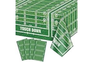 PIXHOTUL 4 Pcs Football Tablecloth Football Party Decorations Plastic Touchdown Table Covers for Football Theme Birthday Party Football Gameday Tailgate Party, 51 X 86 Inches