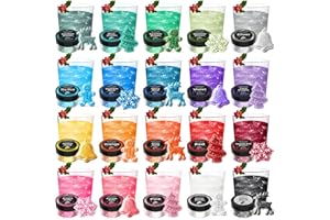 CXIRONG Edible Glitter for Drinks - 20 Glimmer Colors Luster Dust Edible for Christmas, Food Grade Vegan Shimmering Cake Decorating Edible Glitter for Cocktail, Cakes, Chocolate, Strawberries, Beverage - 2g/bottle