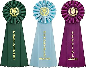 Clinch Star Victory Recognition Award Ribbons with Event Card (Honarble Mention, Special Award, Participant)