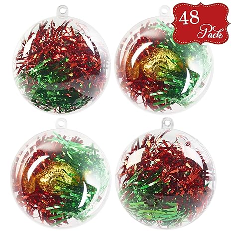 48pcs Palline Di Plastica Trasparenti Apribili Di 8cm Boozy Baubles Perfette Per Natale Fai Da Te Bomboniere Celebrazioni Di Nozze
