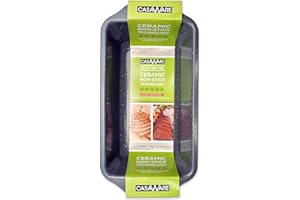 casaWare Loaf Pan 9 x 5-Inch Ceramic Coated Non-Stick (Silver Granite)