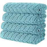 Turkish Cotton Ultra-Soft Plush Absorbent Quick Dry Bathroom Towel Set, Made in Turkey (Mint Green, 4 Pcs Hand Towel Set)