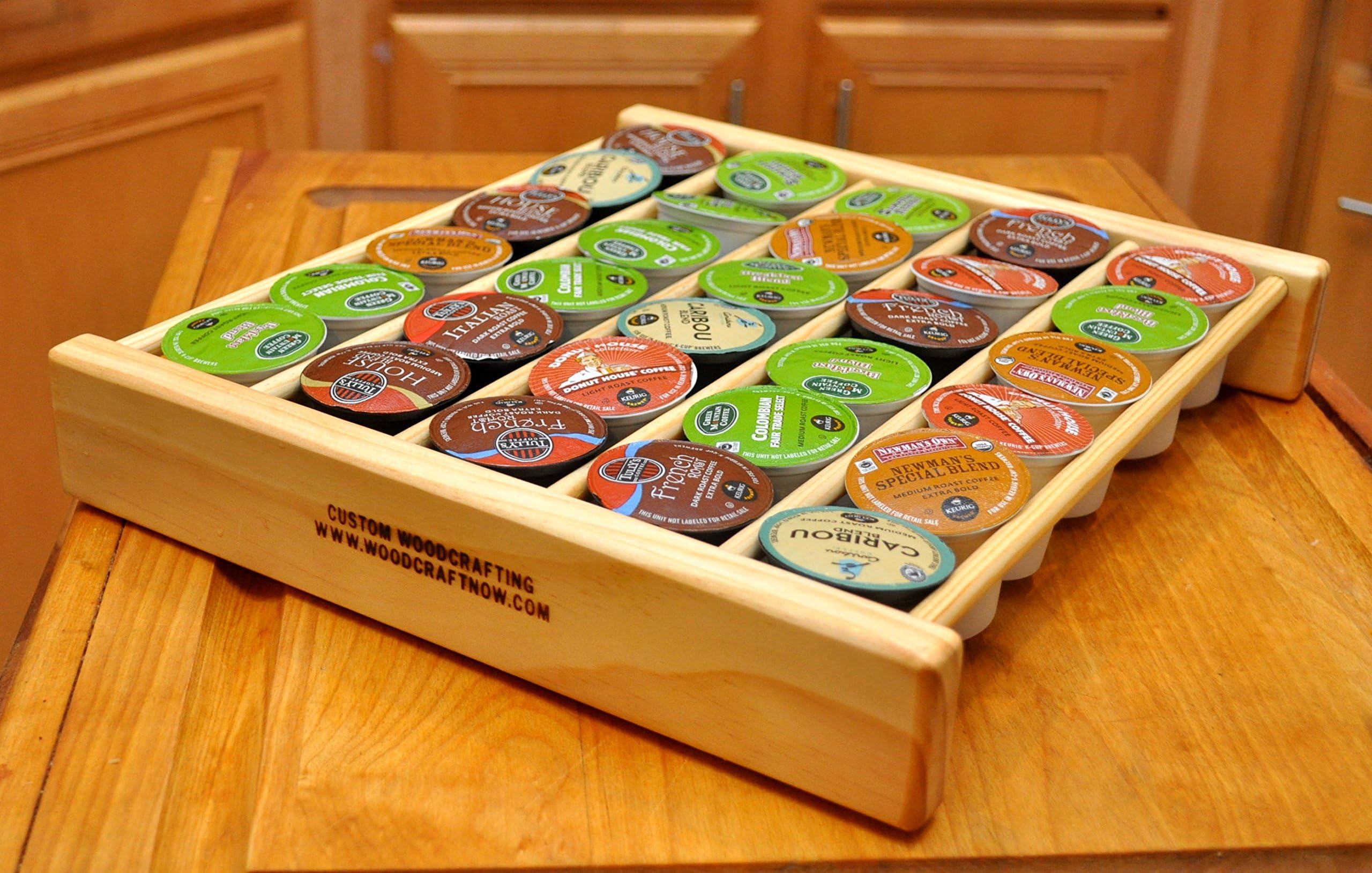 Custom Woodcrafting Coffee Pod Storage Organizer Insert for Drawer Holds 45 Pods
