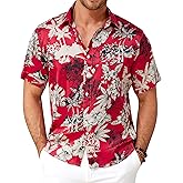 GIANZEN Men’s Hawaiian Shirt Short Sleeve Floral Button Down Casual Beach Vacation Party Shirt