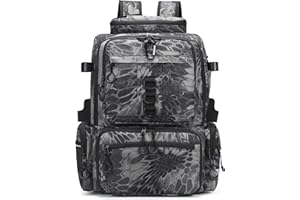 Rabjen Fishing Tackle Backpack, 45L Storage Waterproof Travel Bag Store Fishing Gear with Insulated Top Pocket