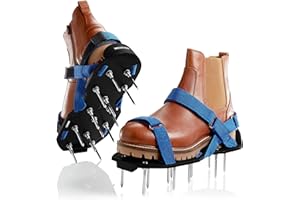 Briliantwerk Lawn Aerator with Adjustable Straps - for Lawn Aeration or as Screed Shoes - Lawn Aerator Shoes as Perfect Aerator Lawn Tool - incl. Two Nail Lengths - Lawn dethatcher - epoxy Shoes