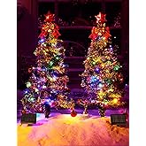 100LED Solar Christmas Tree Lights Outdoor Waterproof, 8 Modes Large Solar Christmas Trees Lights with Xmas Ball & Red Berry, Solar Powered Christmas Decorations for Outside Pathway Garden Yard Decor