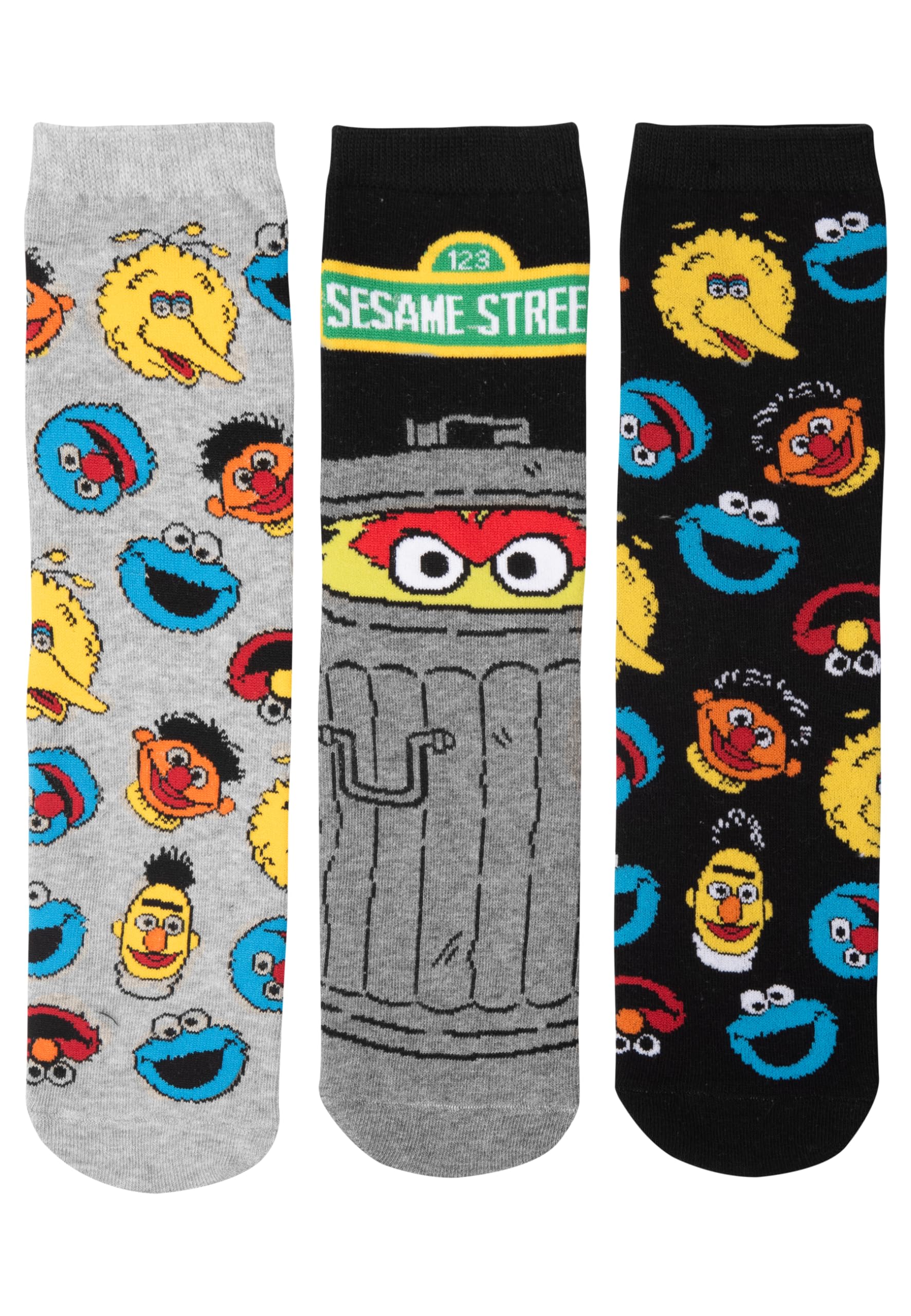 United Labels 5 Paar Sesamstraße Socken für Herren, grau schwarz, 40-45, Herrensocken, Männer Strümpfe 5