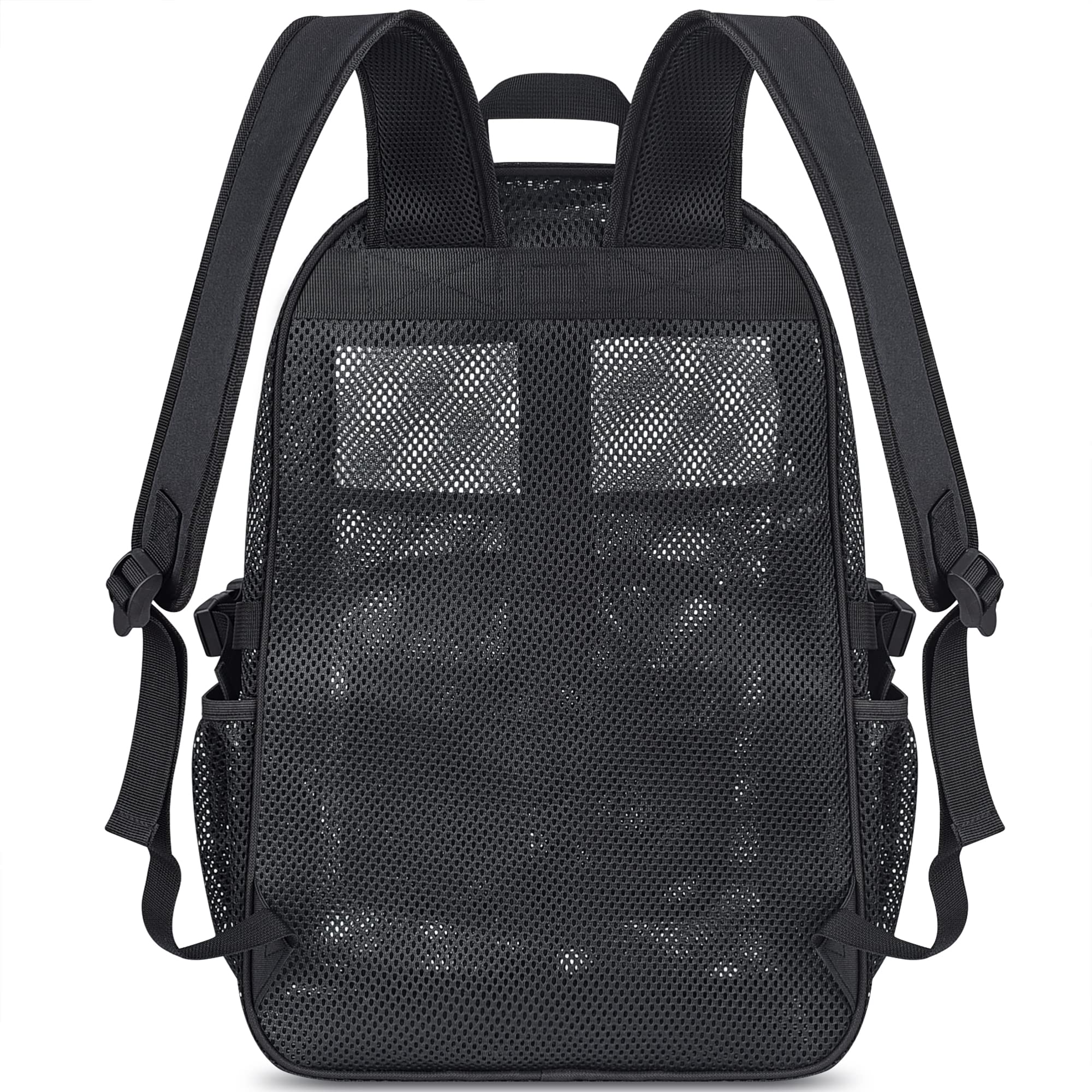 Heavy Duty Mesh Backpack for School, 22L Black Mesh School Bag with Laptop Compartment for Beach, Commuting, Swimming, Fitness, Sports (Black)