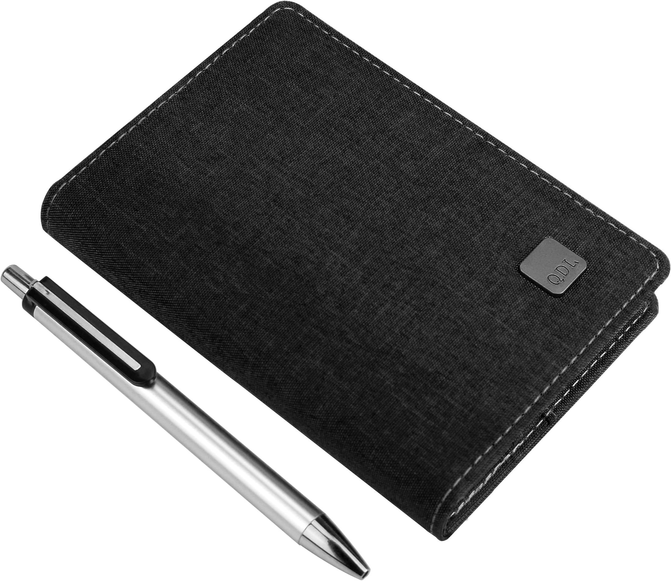 EsOfficce Pocket Notebook, A7 Hardcover Small Journal/Line Pages Writing Notebook/Ruled Leather Diary, Memo Notebook With Pen and Gift Box for Traveler, 226 Pages/113 Sheet, Black