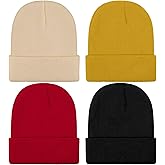 TODDOR 4 Pack Kid's Winter Beanies Acrylic Knitted Beanies Warm Cold Weather Beanie Hats for Boys or Girls