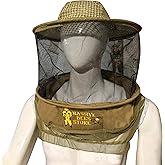 Massive Bee Store Three Layer Ventilated Beekeeping Veil in Round (3-Layer Hat, Khaki)