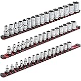 ARES 60124-3-Piece Red 17-Inch Aluminum Socket Rail