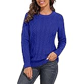 PrettyGuide Womens Cable Knit Fisherman Sweater Long Sleeve Soft Fall Casual Crewneck Pullover Tops