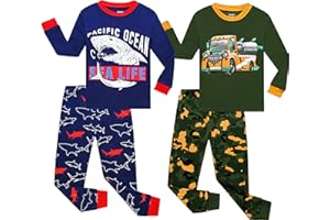 Benaive Pajamas for Boys, Pjs for Boy Cotton Pajama, 4-Piece Children Pants Set