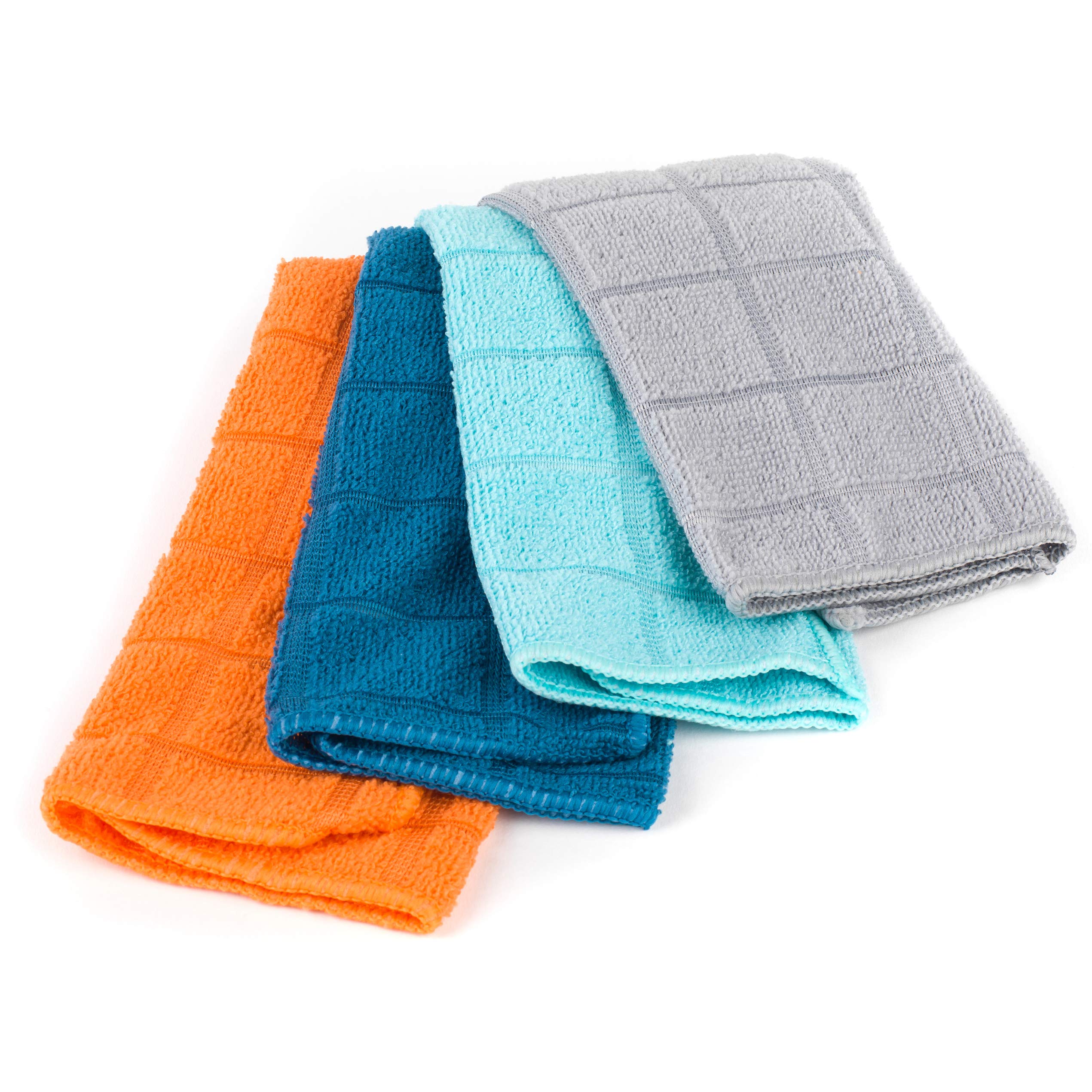 Beldray LA059338CDUEU Microfibre Cleaning Cloths - Pack of 4 Multifunctional Dusting Cloths, Washable and Reusable, Non-Abrasive, Chemical-Free Cleaning, Super Absorbent, 30 x 30 cm, Assorted Colours