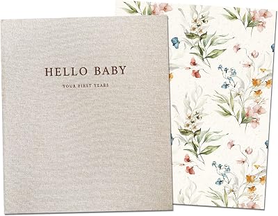 Peachly Fleur Baby Book Minimalist Memory Book Linen Cover Keepsake
