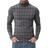 Poriff Men's Turtleneck Tops Fleece Lined Pullover Thermal Long Sleeve Casual Slim Fit Basic Sweater