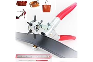 Tytroy 9" Heavy Duty Leather Hole Punch Tool with 6 Sizes (1.5-5mm), 6" Ruler, and Grinding Rod for Belts, Handbags, Watch Straps, Shoes, Plastic Sheets, and DIY Crafting