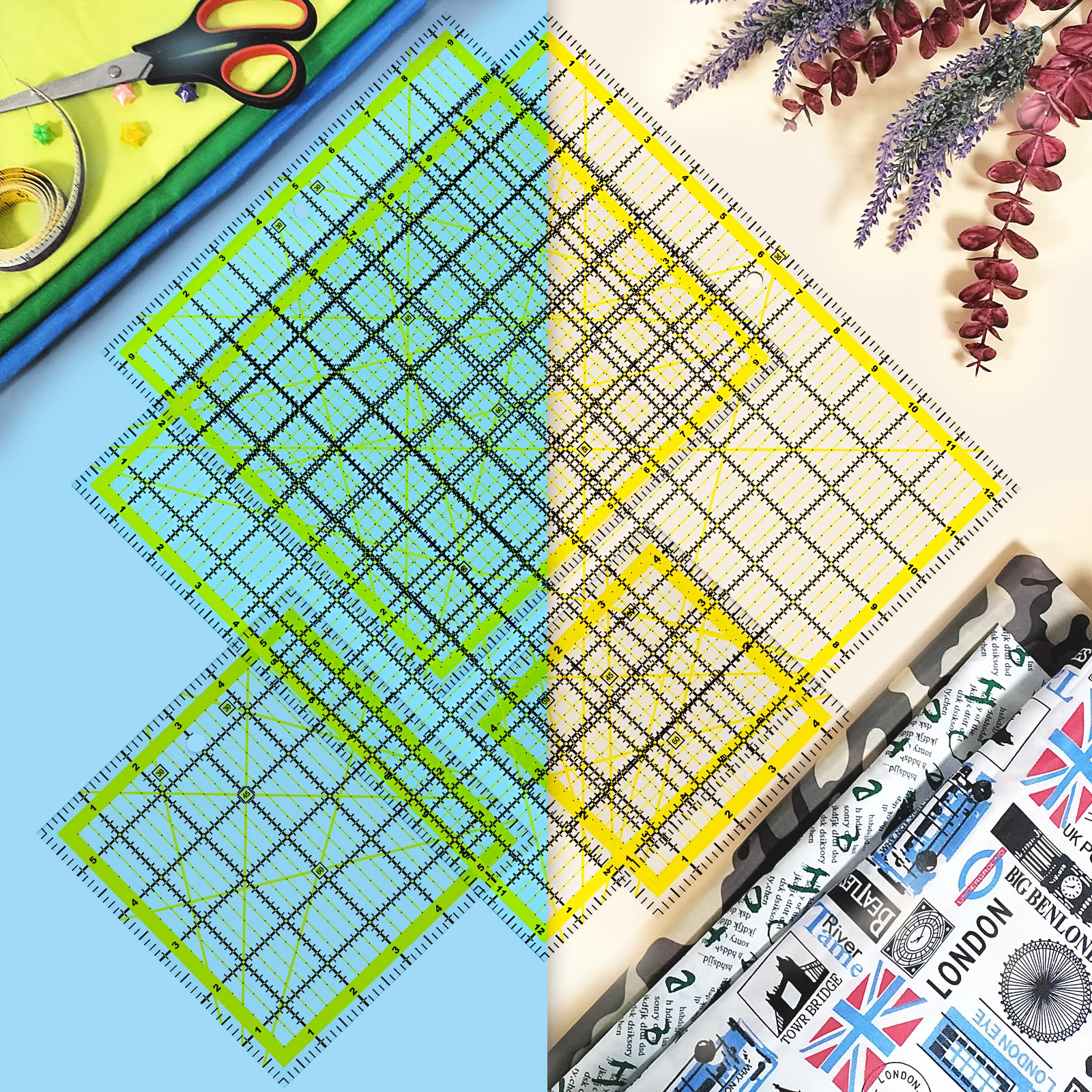 Quilting Rulers, 7 Piece Acrylic Ruler (12.5