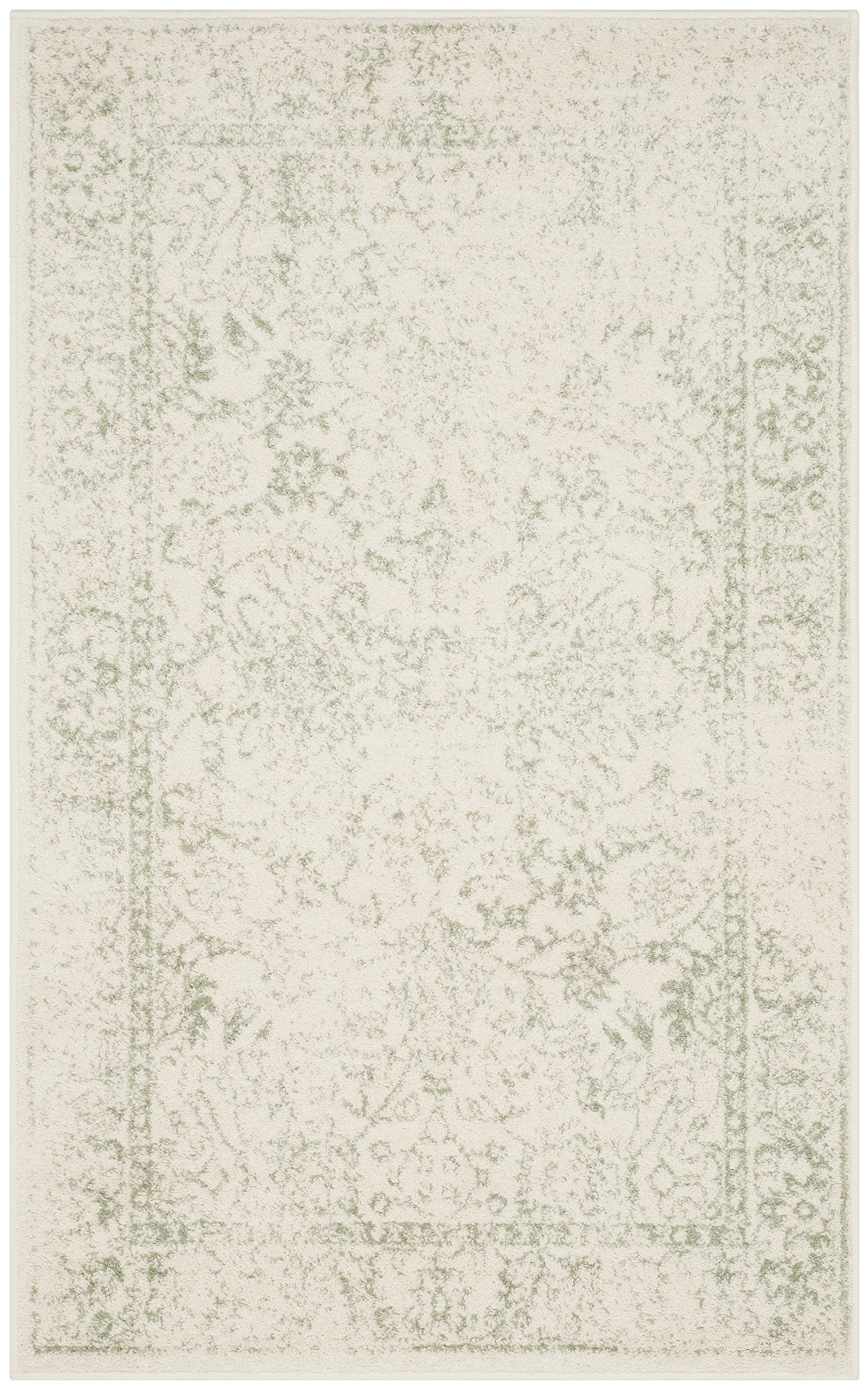 Safavieh Distressed Vintage Indoor Woven Rectangle Area Rug, Adirondack Collection, ADR109, in Ivory/Sage, 91 X 152 cm for Living Room, Bedroom or Any Indoor Space