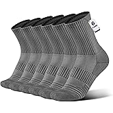 BloomBuddies Bamboo Viscose 6 Pair Men Women Crew Compression Sock Running Cushion Moisture Wick Anti Blister Athletic Hiking