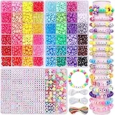 Pubiseed 2303pcs 48 Colors Pony Beads for Bracelet Making Kit, 1500pcs Kandi Bead and 700pcs A-Z Square Letter for Friendship Bracelet Kit, 200 pcs Plastic Bead for Adults Jewelry Making Crafts