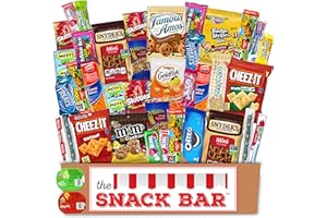 The Snack Bar - Snack Care Package (40 count) - Variety Assortment with American Candy, Fruit Snacks, Gift Snack Box for Lunches, Office, College Students, Road Trips, Holiday Gifts
