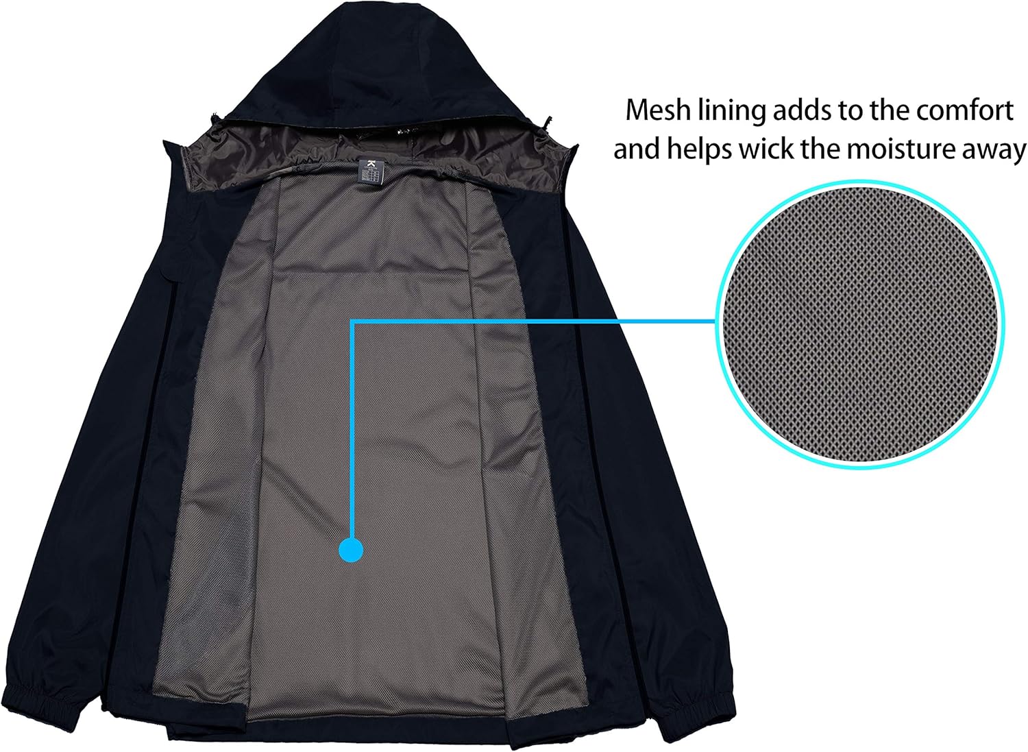 Little Donkey Andy Men’s Lightweight Breathable Windbreaker Golf Jacket with Hood UPF50+ Windproof Outdoor Running Coat: Clothing