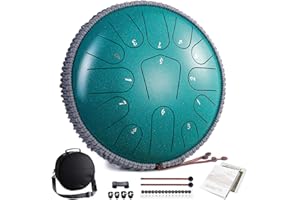 Lronbird Steel Tongue Drum 12 Inch 13 Notes Hand Drums with Travel Bag Mallets Music Book, C Major Musical Instruments for Adults - Concert Percussion - Sound Healing Gifts (Malachite)