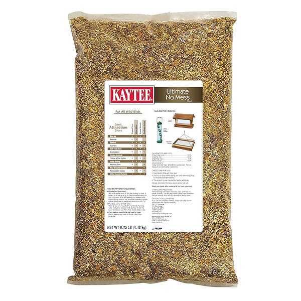 KAYTEE WILD BIRD ULTIMATE NO MESS WILD BIRD FOOD SEED FOR CARDINALS, FINCHES, CHICKADEES, NUTHATCHES, WOODPECKERS, GROSBEAKS, JUNCOS AND OTHER COLORFUL SONGBIRDS, 9.75 POUND