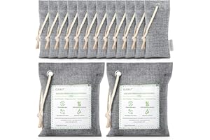 CLEVAST 14 Pack Activated Bamboo Charcoal Air Purifying Bags(2x200g, 12x50g), Natural Fresh Odor Absorber, Deodorizer and Moisture Eliminator, Air Purifier for Home, Closet, Shoe, Car Air freshener