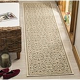 SAFAVIEH Washable Rug Outdoor Linden Collection - 2'2" x 12' Runner, Cream & Beige, Non-Shedding & Easy to Clean, Ideal for P