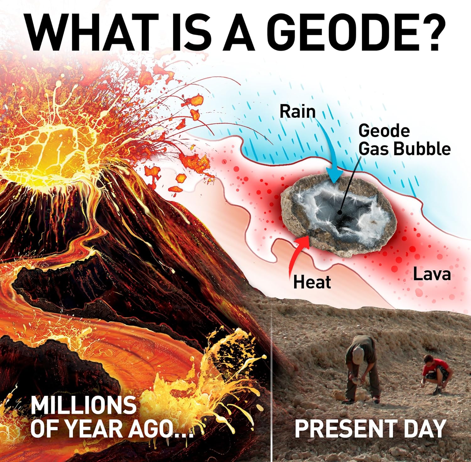 National Geographic Break Open 10 Premium Geodes – Includes Goggles, Detailed Learning Guide & 2 Display Stands - Great Stem Science Gift for Mineralogy & Geology Enthusiasts of Any Age: Toys & Games