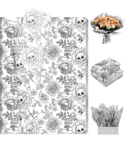 Whaline Halloween Tissue Paper - 100 Sheets Dancing Skeleton Design 13 7x19 6 Inch 232907