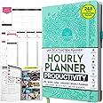 Hourly Planner – Undated Weekly & Monthly Goal Setting Planner, 12-Month to Increase Productivity | Life & Gratitude Journal, Include Foldable Vision Board, Gift Box & Stickers