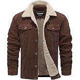 HOW'ON Men's Corduroy Jacket Sherpa Lined Warm Jackets Fur Collar Casual Coats