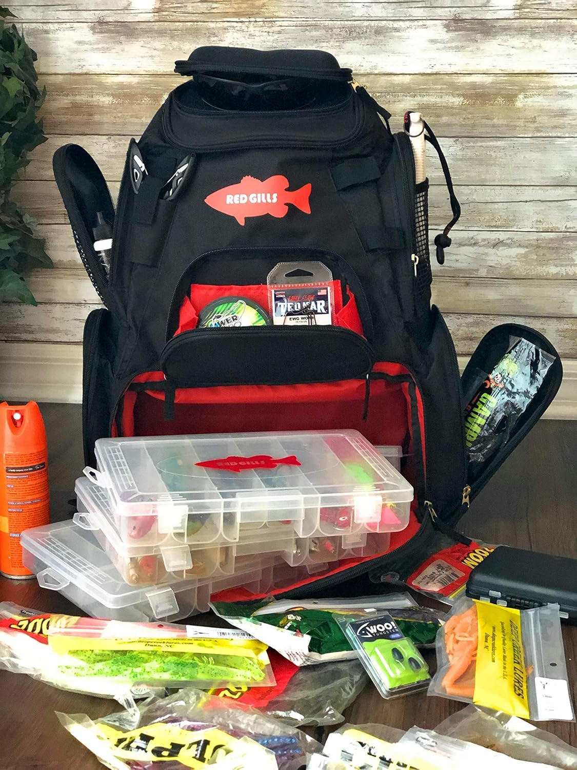 red gills fishing backpack