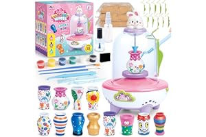 HEJIN [10 Molds] Pottery Wheel for Kids for Beginners, Mini Pottery Wheel,18 Miniature Clay Projects with 3 Pack Air Dry Clay, Arts and Crafts for Kids Ages 8-12