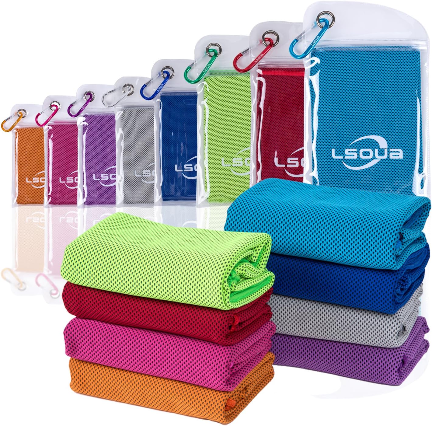 Lsoua Super Absorbent Cooling Towel for Instant Relief - 40" 12" - for Sports, Workout, Fitness, Gym, Yoga, Pilates, Travel, Camping & More (Purple, 40"x12")