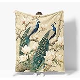 Peacock Throw Blanket Soft Warm Cozy Animal Peacocks Blankets Fuzzy Plush Fleece Peacock Blanket Gifts for Couch Bed Sofa Home Decor 40''X50''
