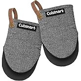 Cuisinart Heritage Mini Oven Mitts – 5.5” x 7” Heat-Resistant Kitchen Mitts for Oven with Non-Slip Neoprene Palm, Cotton Filling, and Faux Leather Loop – Durable Oven Mitt Set for Cooking & Baking
