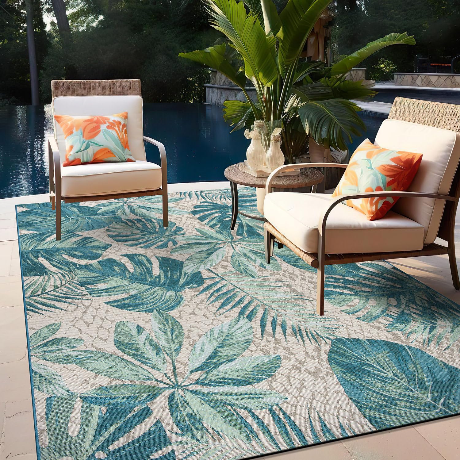Rugshop Contemporary Tropical Floral Indoor/Outdoor Area Rug 5'3