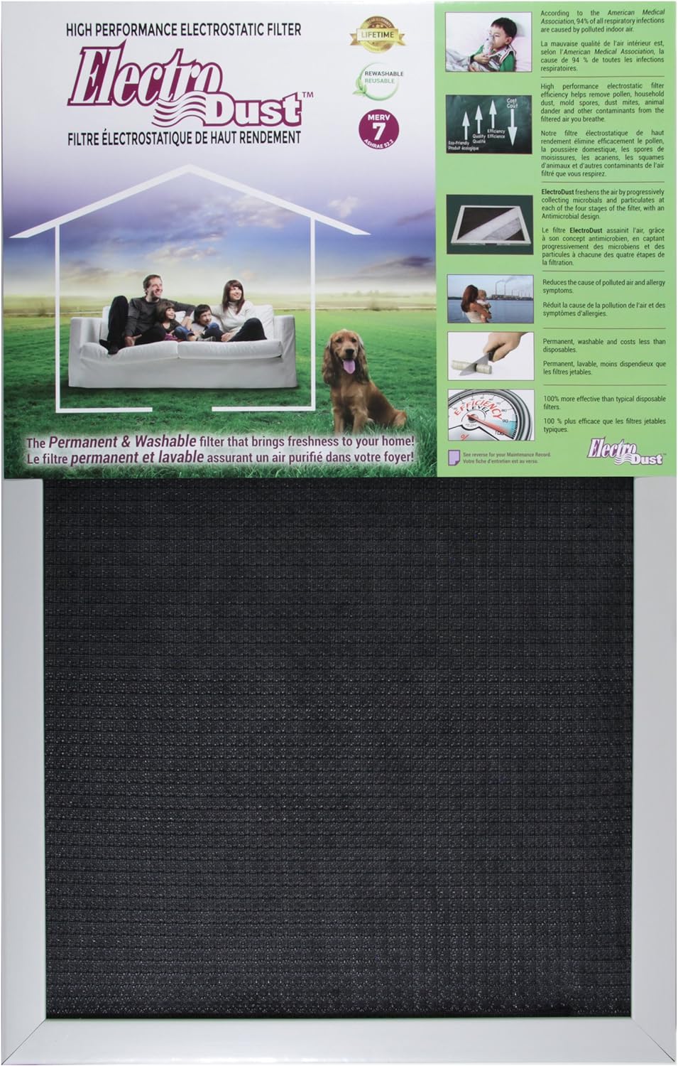ElectroDust Furnace Filter 16X25X1 MERV 7, Electrostatic, Reusable, Washable Amazon.ca Tools