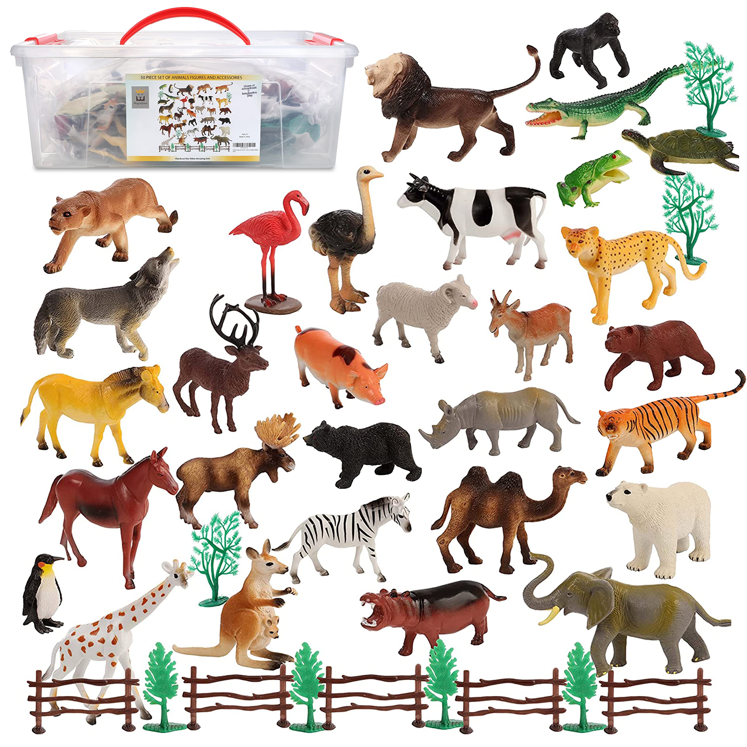 Mua 50 Piece Set of Animal Plastic Figures, Includes Jumbo 6 Inch Wild ...