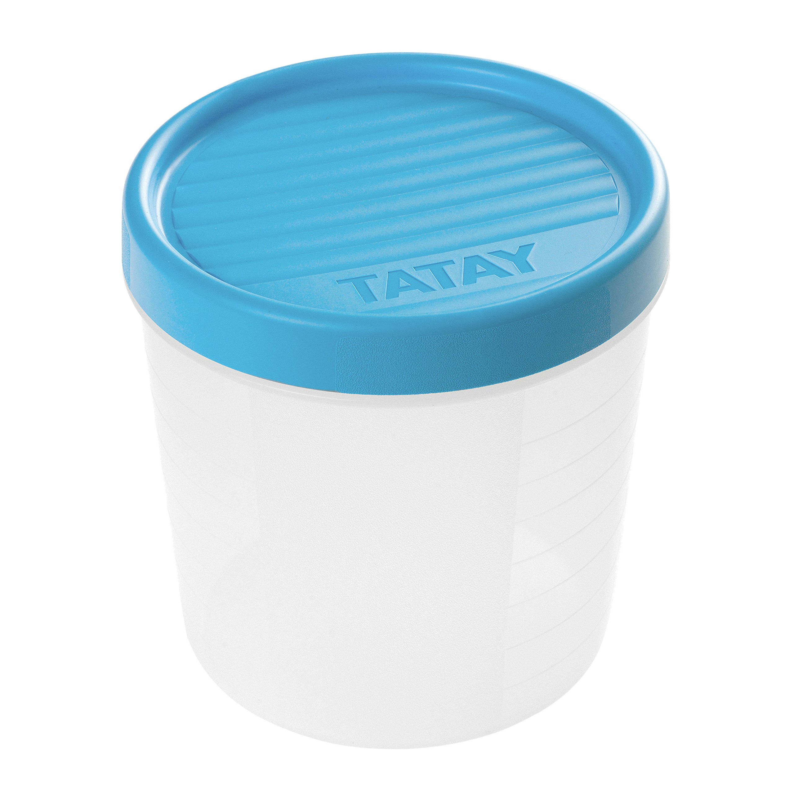 TATAY Food Container 1L Twist | Screw-Top Lid | Plastic Food Containers with Lids | Microwave, Dishwasher, Fridge & Freezer Safe | BPA-Free Plastic | 12x12x12.5 cm, Blue