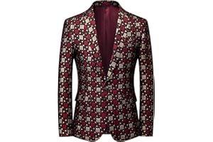 UNINUKOO Mens Blazer Jacket Plaid Slim Fit Casual Party Prom Ligthweight Sport Coat Suit Separates