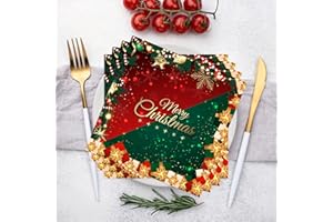 20 Red And Green Christmas Mood Napkins - Perfect For Christmas Dinner, Birthday Parties, Or Holiday Gatherings, With Snowfla
